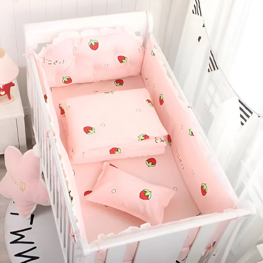 Tour de lit complet pour bébé rose