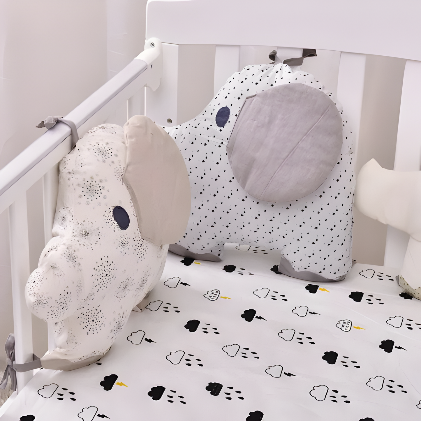 tour de lit respirant en coton en forme de petits éléphants