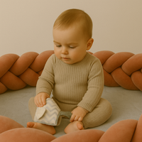 bébé qui joue entouré de son tour de lit tressé 3m