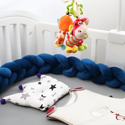 TOUR DE LIT TRESSÉ - Bleu foncé 4m