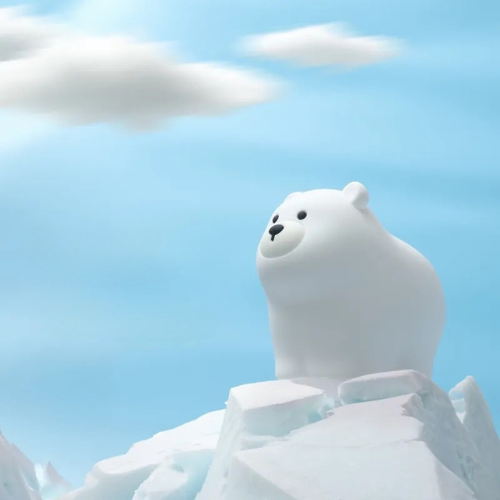 veilleuse bébé ours en haut d'un glacier