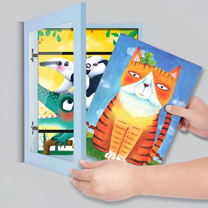 cadre pour dessin enfant bleu avec des dessins