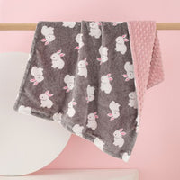 couverture bébé lapin rose et gris