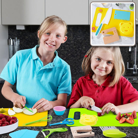 soeurs qui cuisine avec le kit cuisine enfant