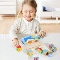 Petite fille joue puzzle 3D animaux marins