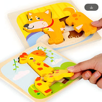 puzzle 3d en bois girafe avec un chien