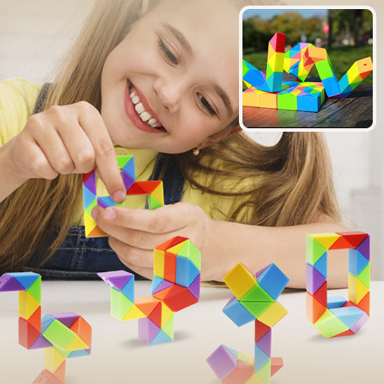 petite fille qui joue avec le puzzle 3d magnétique