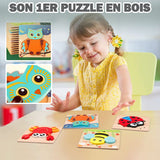 petite fille qui joue avec le puzzle en 3d hiboux