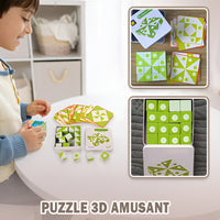 enfant qui joue avec le puzzle en 3d