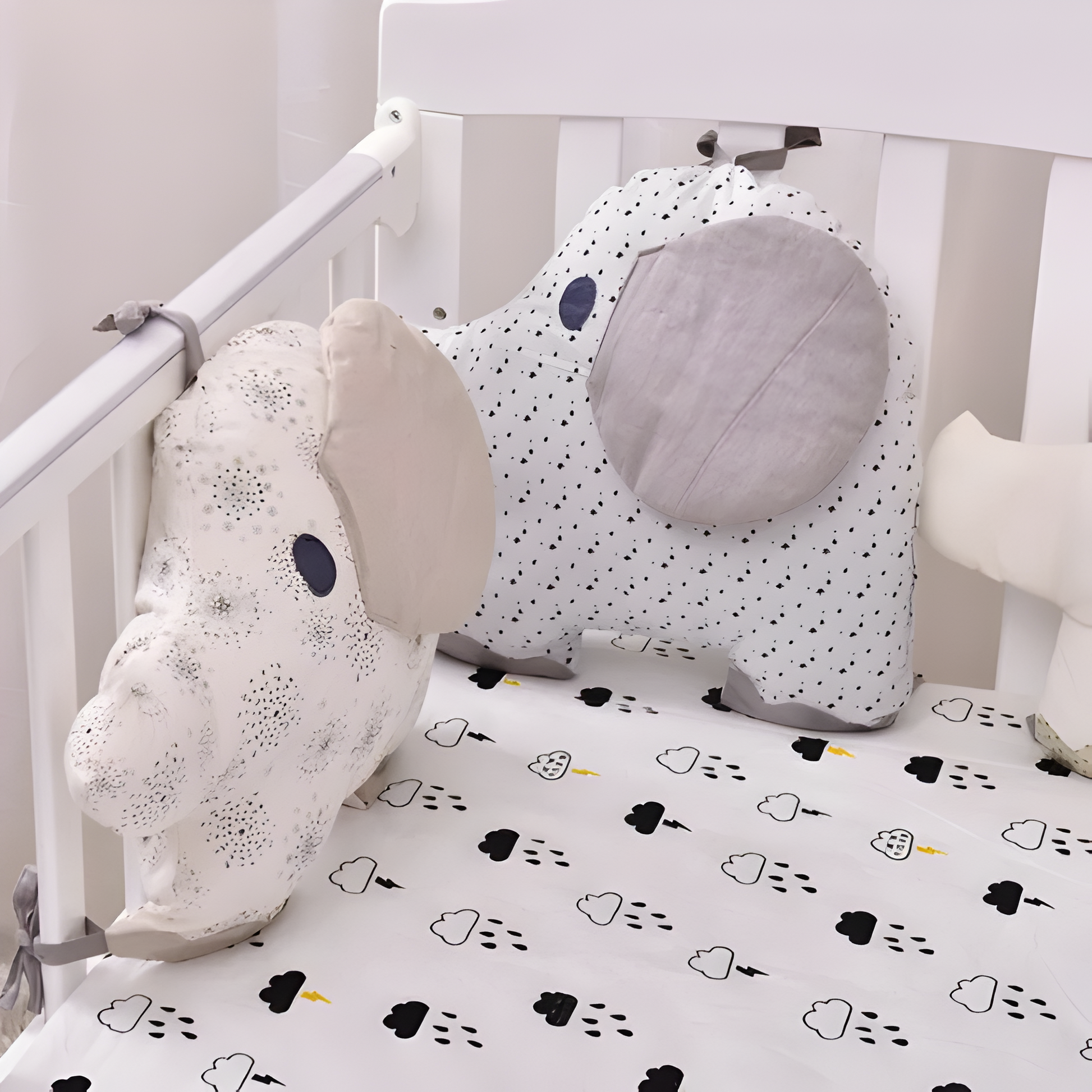 tour de lit respirant en coton en forme de petits éléphants