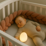 bébé qui dort dans son lit entouré de son tour de lit tressé 3m
